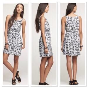NWT J.Crew Silk Blend Dress | Blue White Lined w Elastic Waist Pockets Sz 8